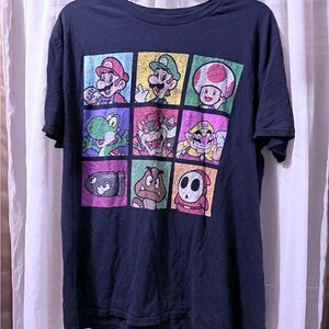 Graphic Mario T-Shirt with Colorful Character Grid